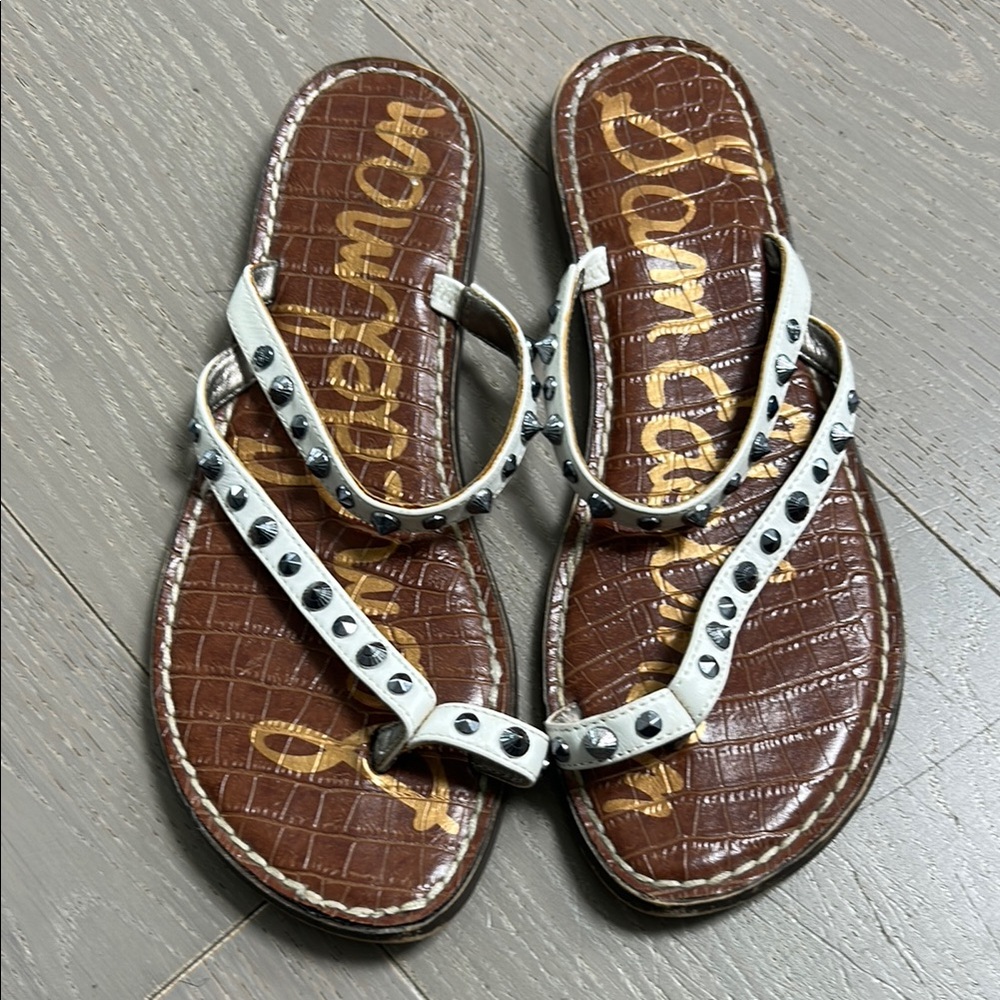Sam Edelman White Studded Thong Sandals